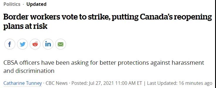 加拿大8500名邊境員工大罷工！港口、空運(yùn)、跨境卡車和國(guó)際包裹造成延誤中斷