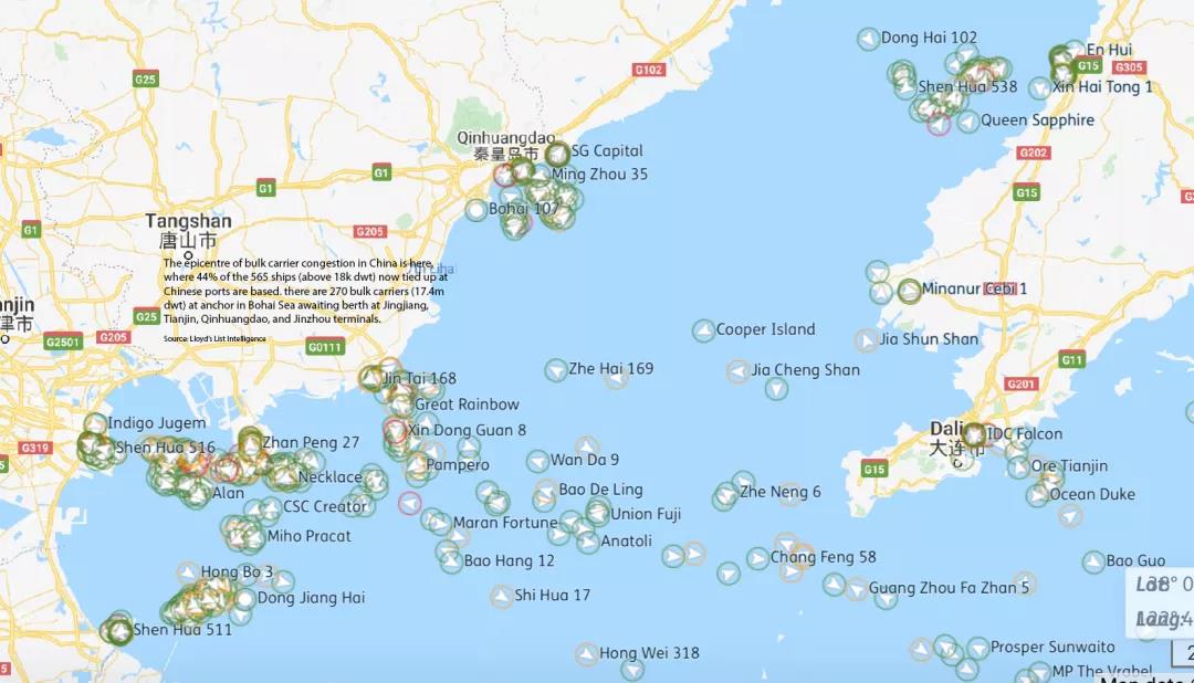 堵！我國沿海錨地, 共追蹤到599艘散貨船